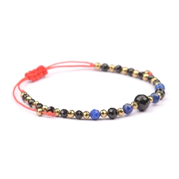 Bransoletka czarny TURMALIN Lapis Lazuli HEMATYT ochrona i szczęście